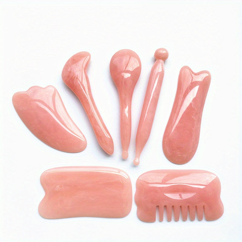 7pcs Gua Sha Beauty Massage Tool Set - Natural Resin Gua Sha Scrapers For Face, Back & Neck - Relax Muscles & Release Stress - Mother's Day Gift